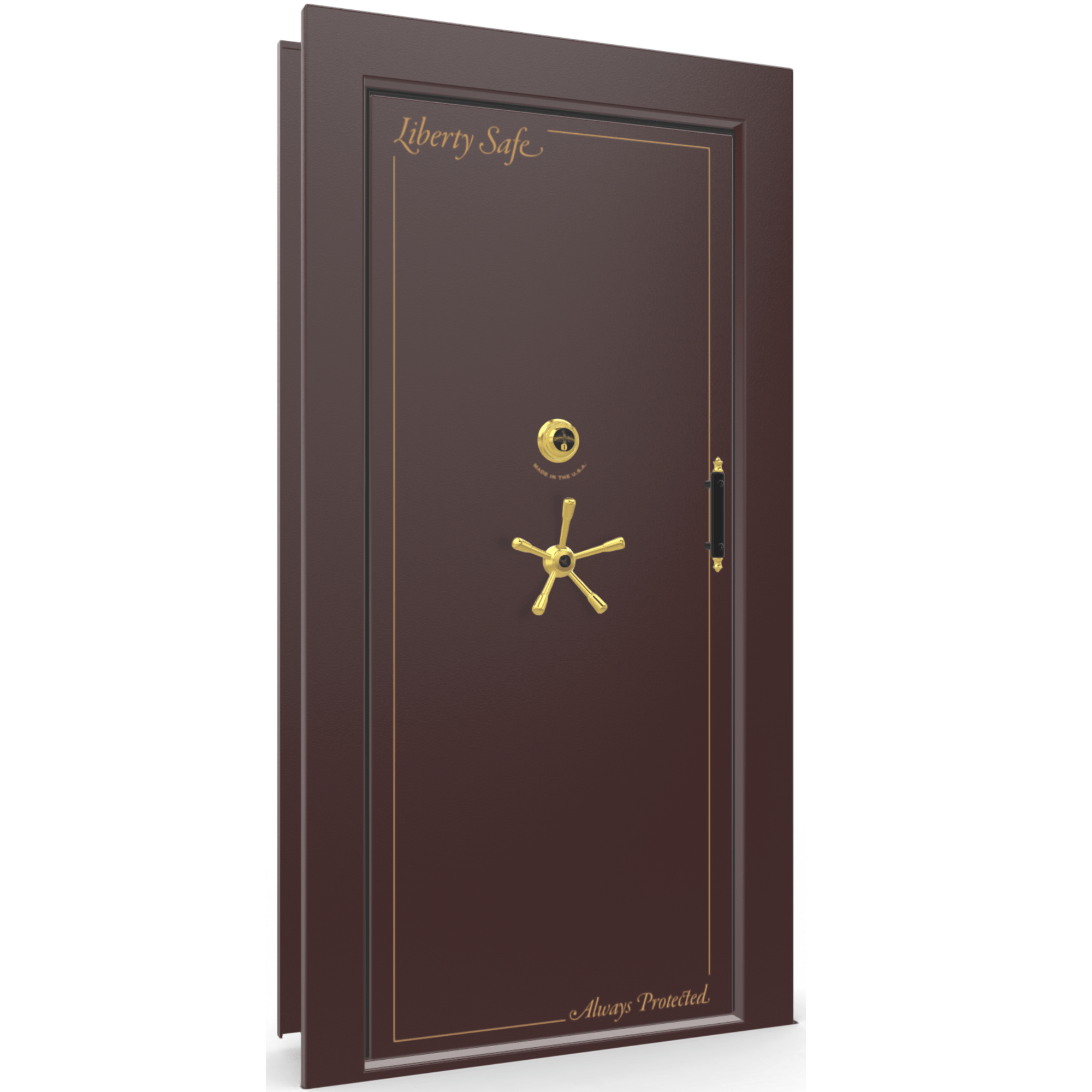 Vault Door Series | In-Swing | Left Hinge | Burgundy Marble | Mechanical Lock - closed