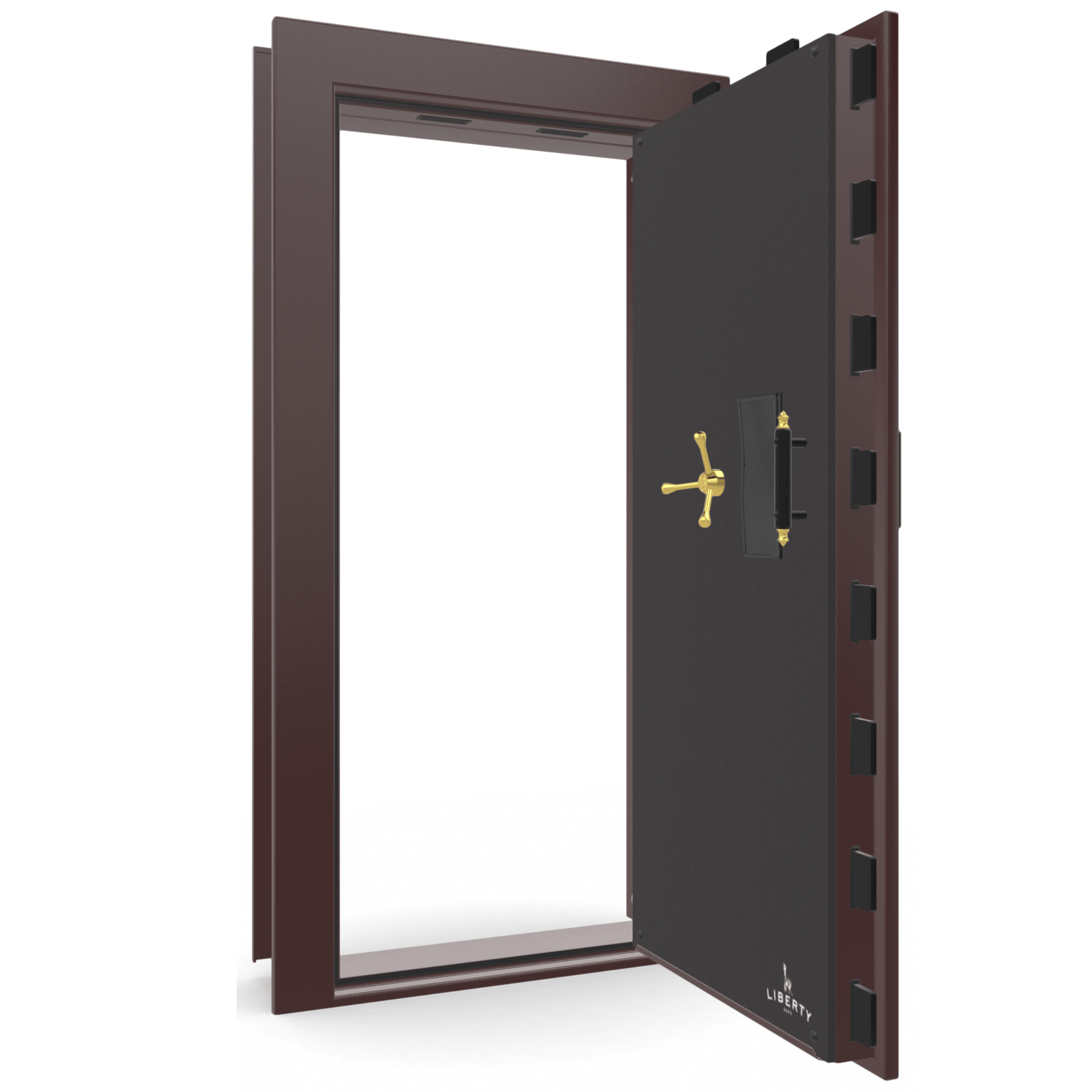 Vault Door Series | Out-Swing | Right Hinge | Burgundy Marble | Mechanical Lock - open