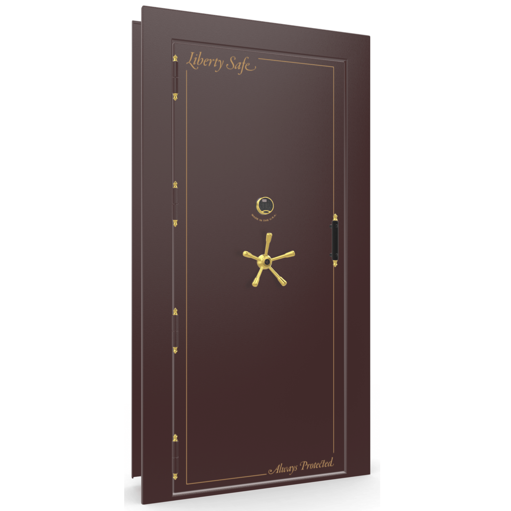 Vault Door Series | Out-Swing | Left Hinge | Burgundy Marble | Electronic Lock - closed