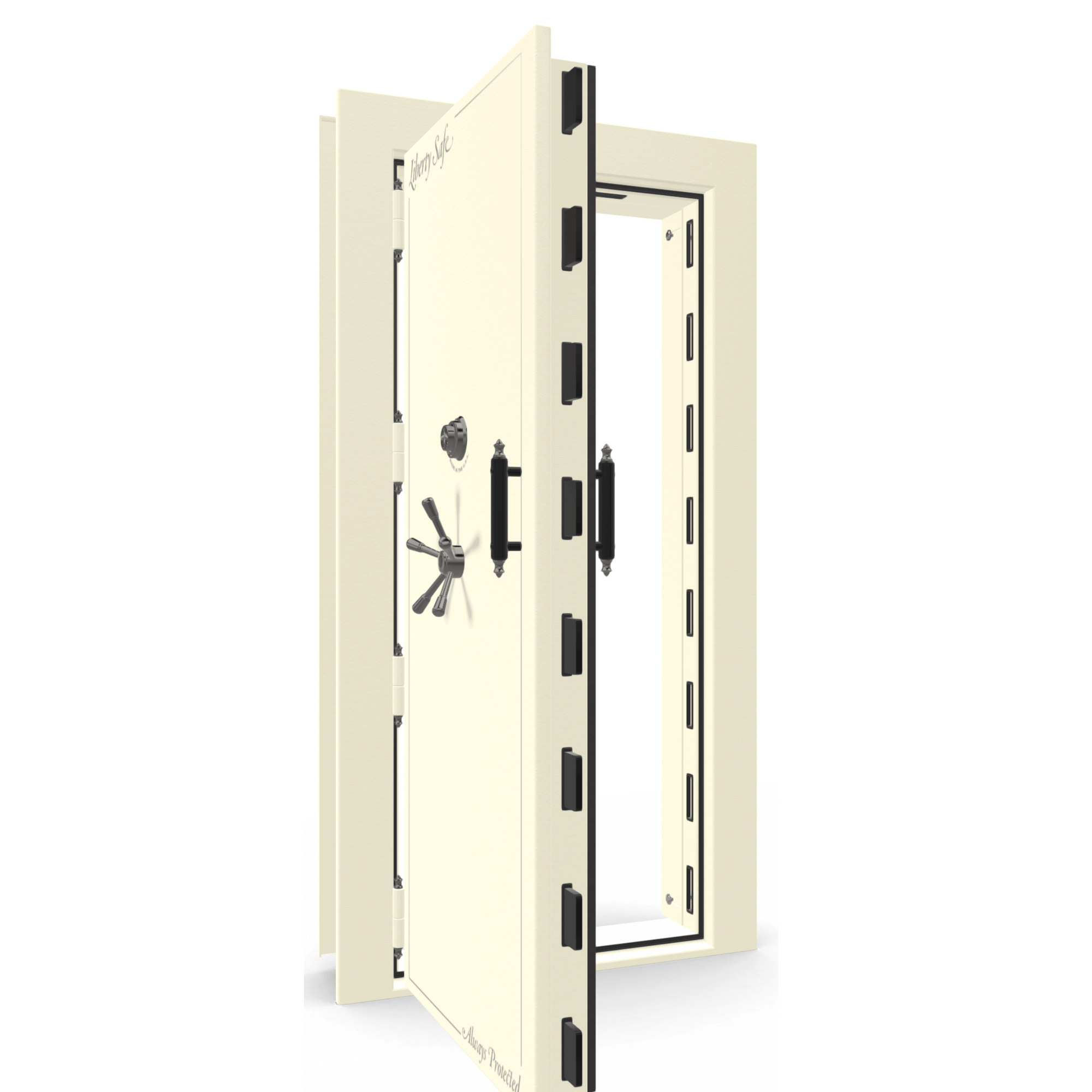Vault Door Series | Out-Swing | Left Hinge | White Marble | Mechanical Lock - open