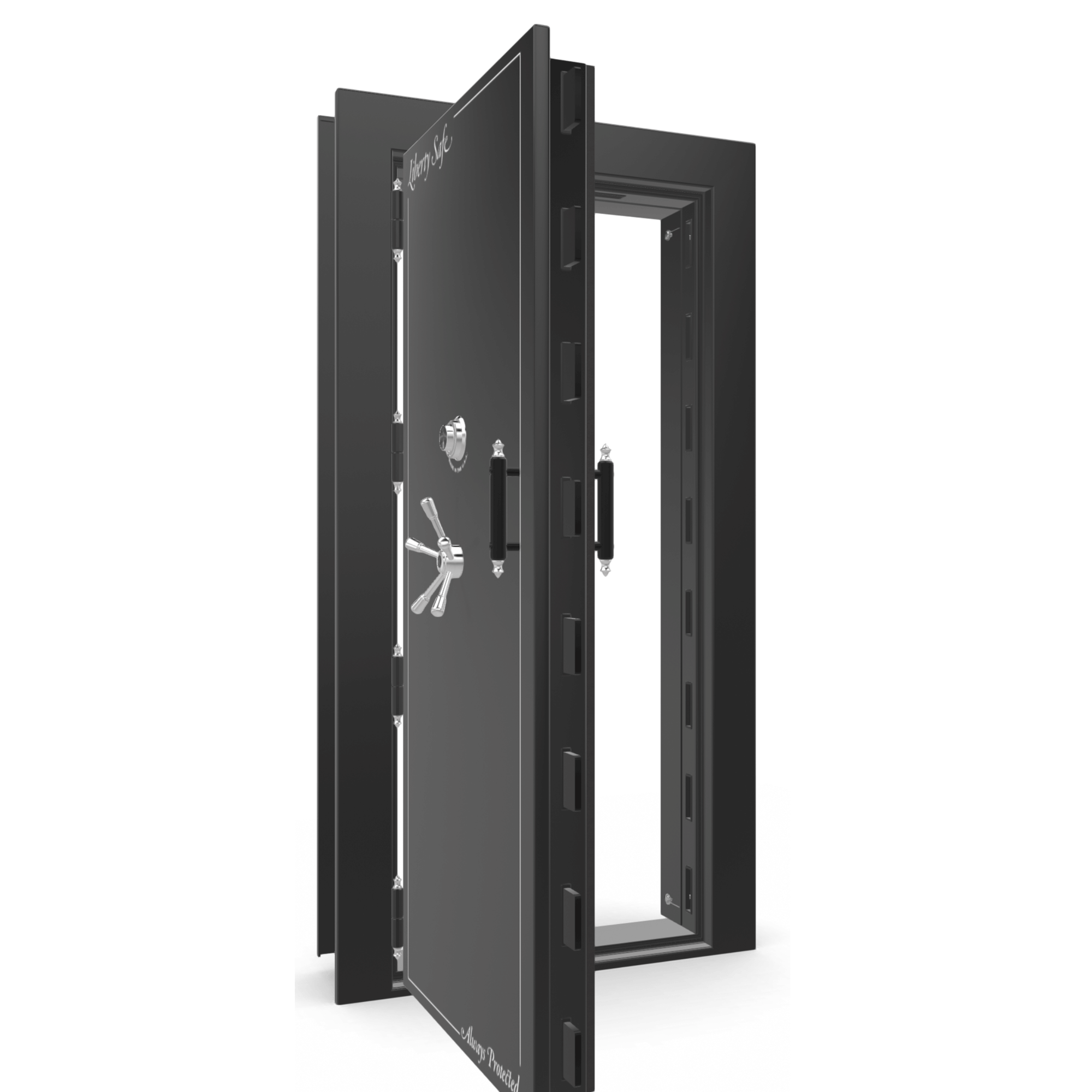 Vault Door Series | Out-Swing | Left Hinge | Black Gloss | Mechanical Lock - open