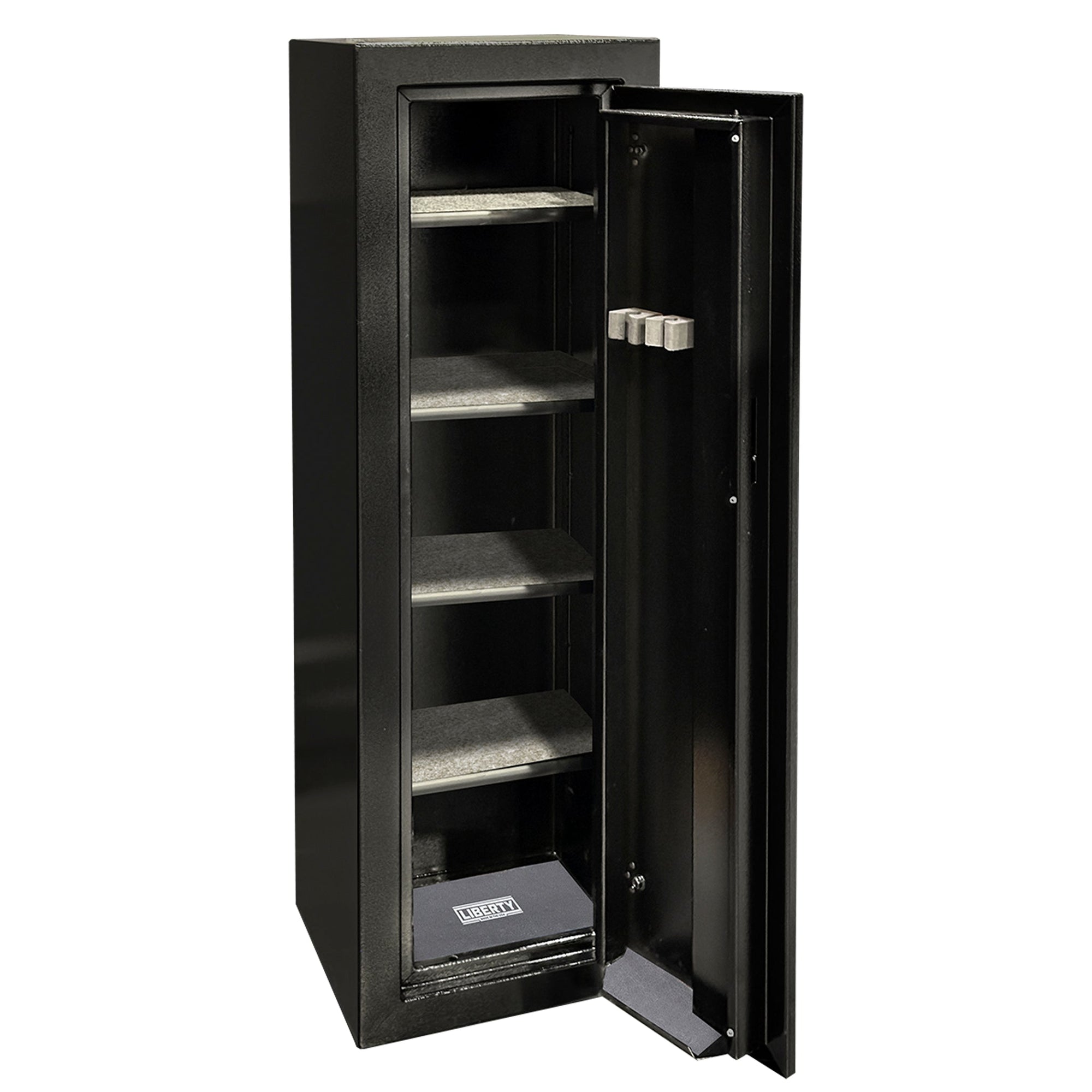 Ammo Cabinet 10 | Dimensions: 59”(H) x 18”(W) x 16”(D) | 1 (Expandable to 2) Long Guns | Black - open