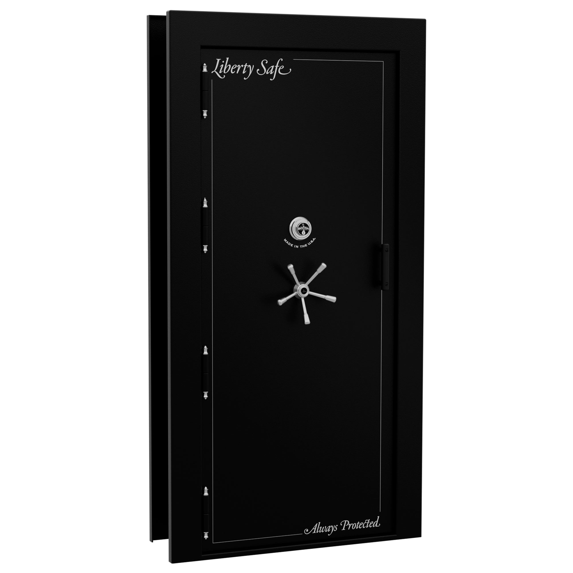 Vault Door Series | Out-Swing | Left Hinge | Black Textured | Mechanical Lock - closed