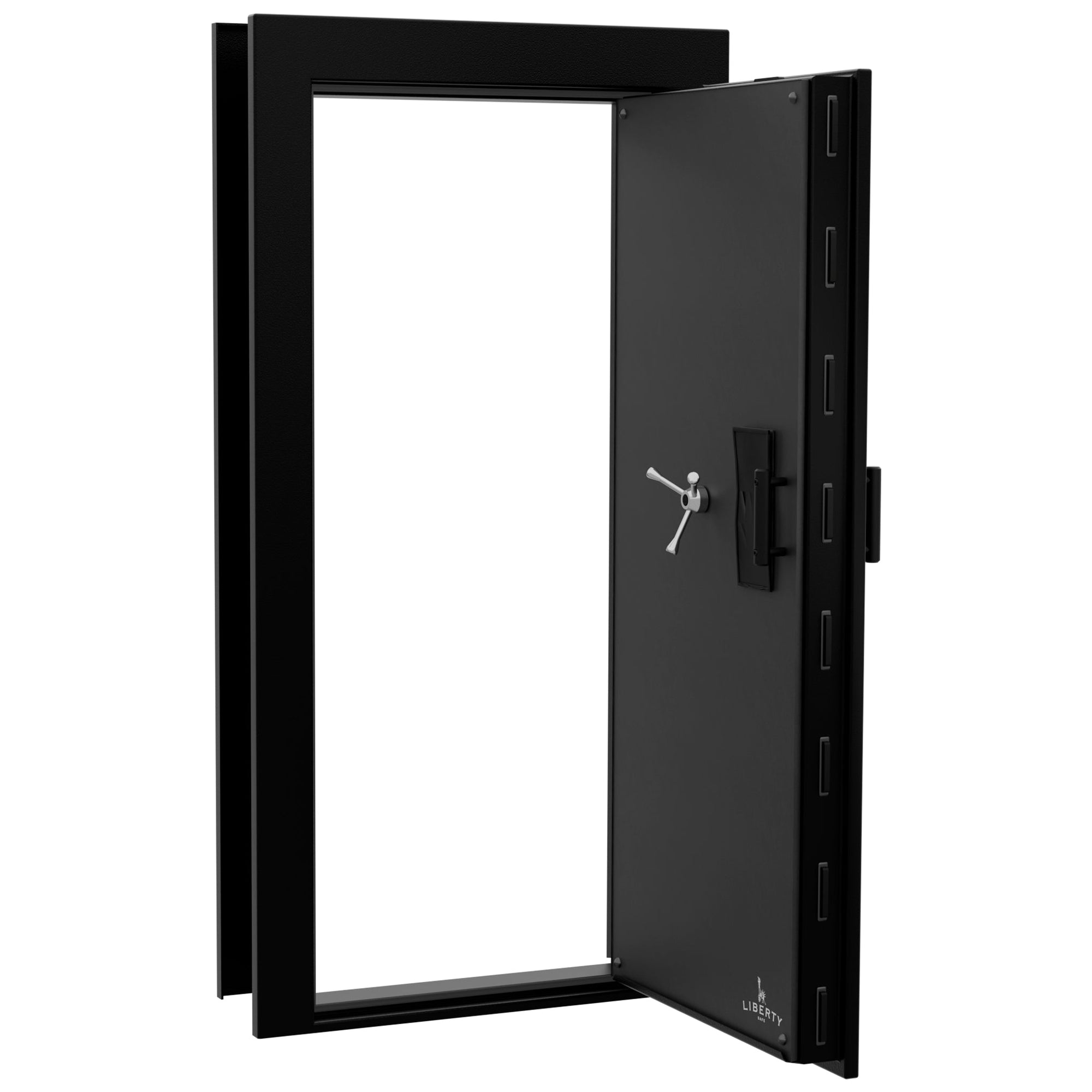 Vault Door Series | Out-Swing | Right Hinge | Black Textured | Mechanical Lock - open