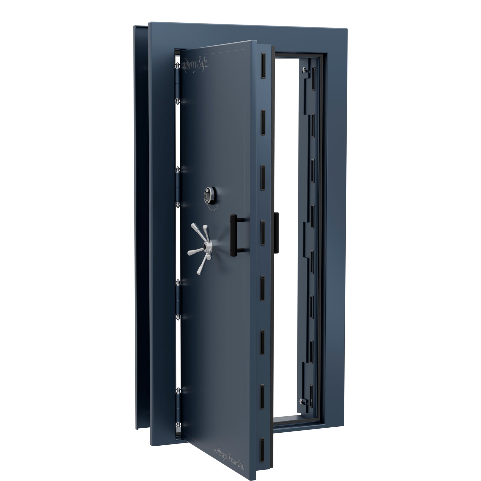 Vault Door Series | Out-Swing | Left Hinge | Blue Gloss | Electronic Lock - open