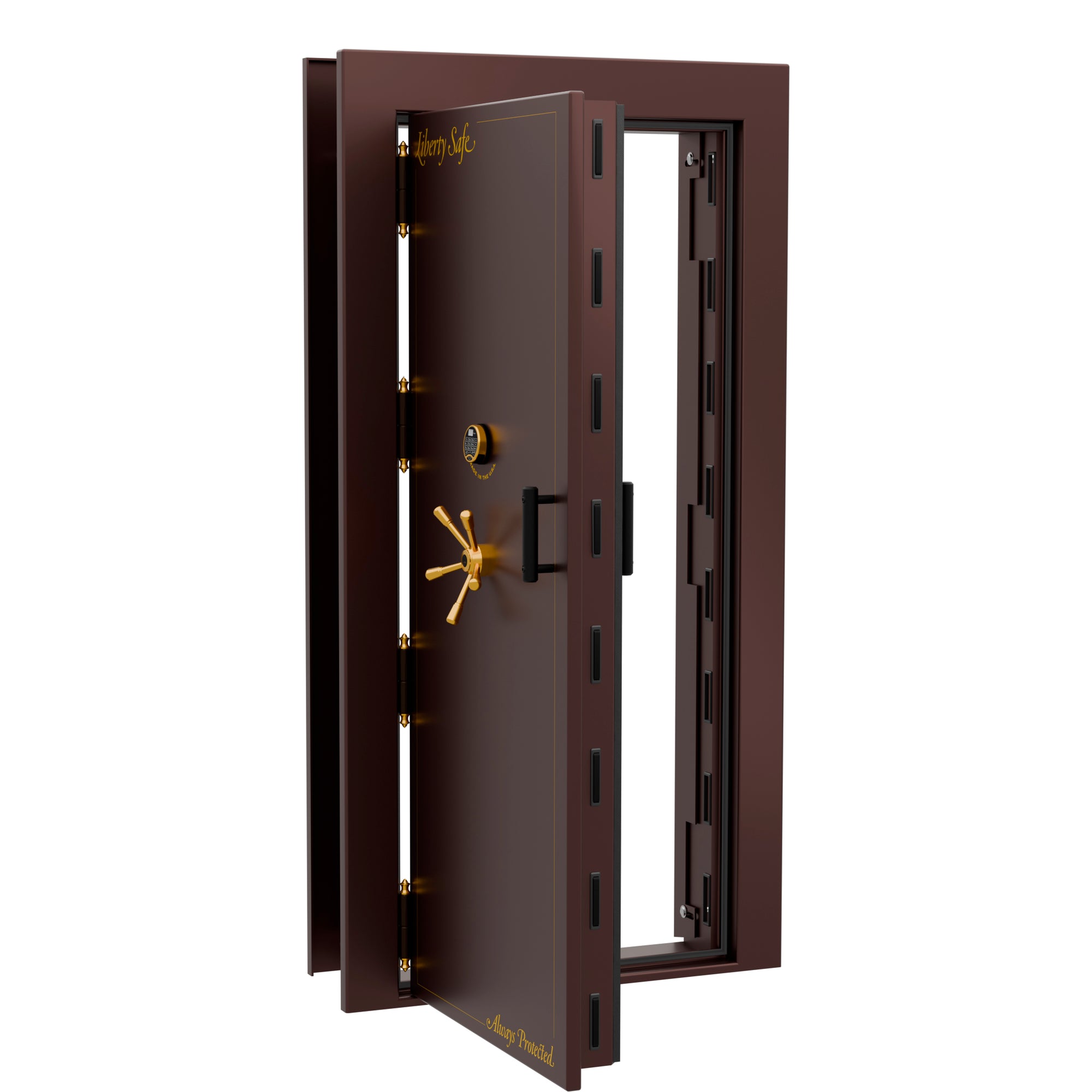 Vault Door Series | Out-Swing | Left Hinge | Burgundy Marble | Electronic Lock - open