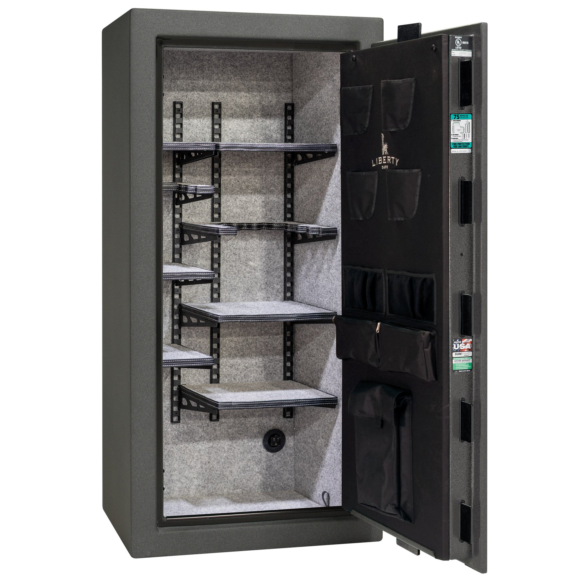 Colonial Series | Level 4 Security | 75 Minute Fire Protection | 23 PRO FLEX | DIMENSIONS: 60.5"(H) X 30"(W) X 22"(D*) | Granite Textured | Electronic Lock - Open