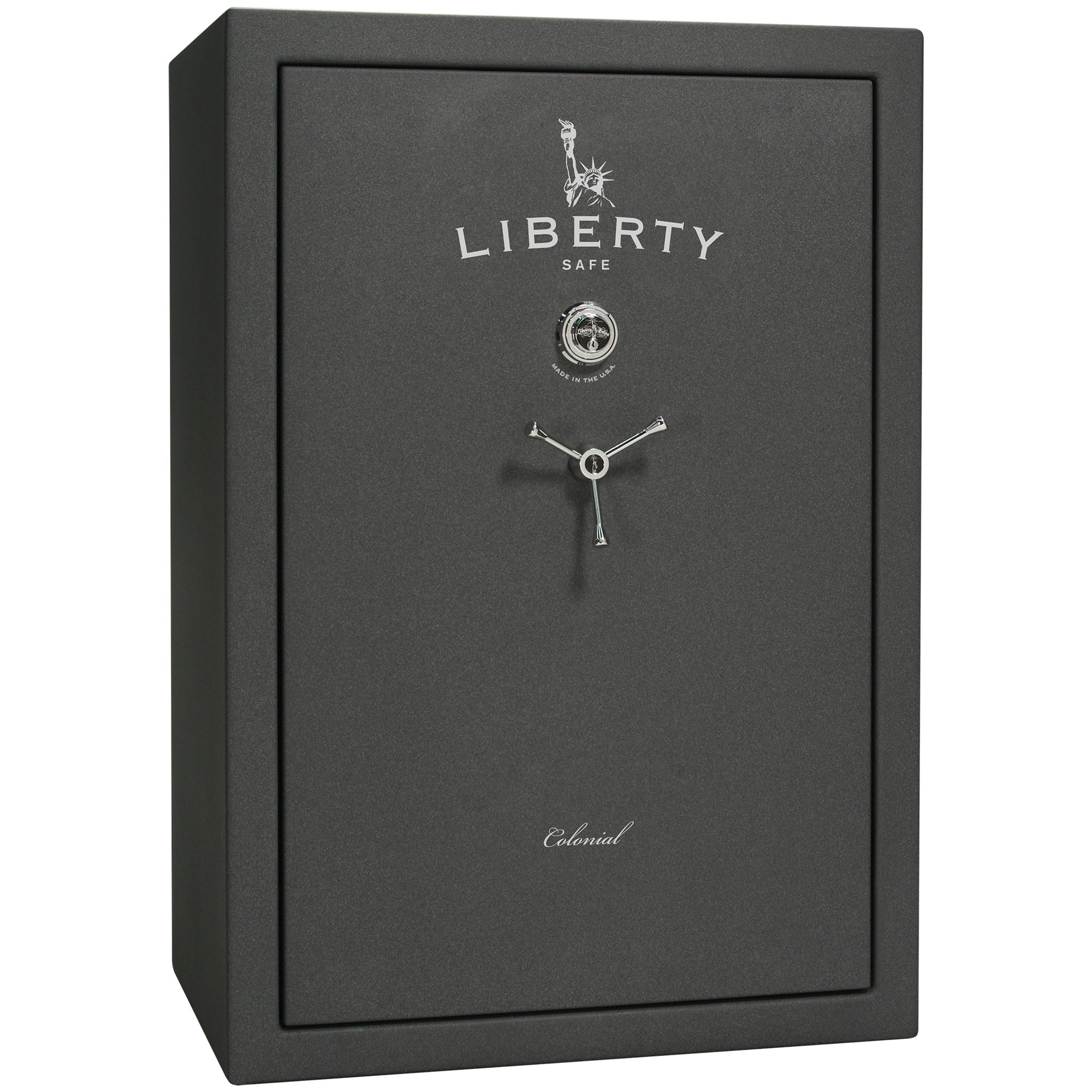 Colonial 35 | Pro Flex Interior | Level 4 Security | 75 Minute Fire Protection | Dimensions: 60.5"(H) x 42"(W) x 22"(D) | Up to 45 Long Guns | Granite Textured | Mechanical Lock – Closed