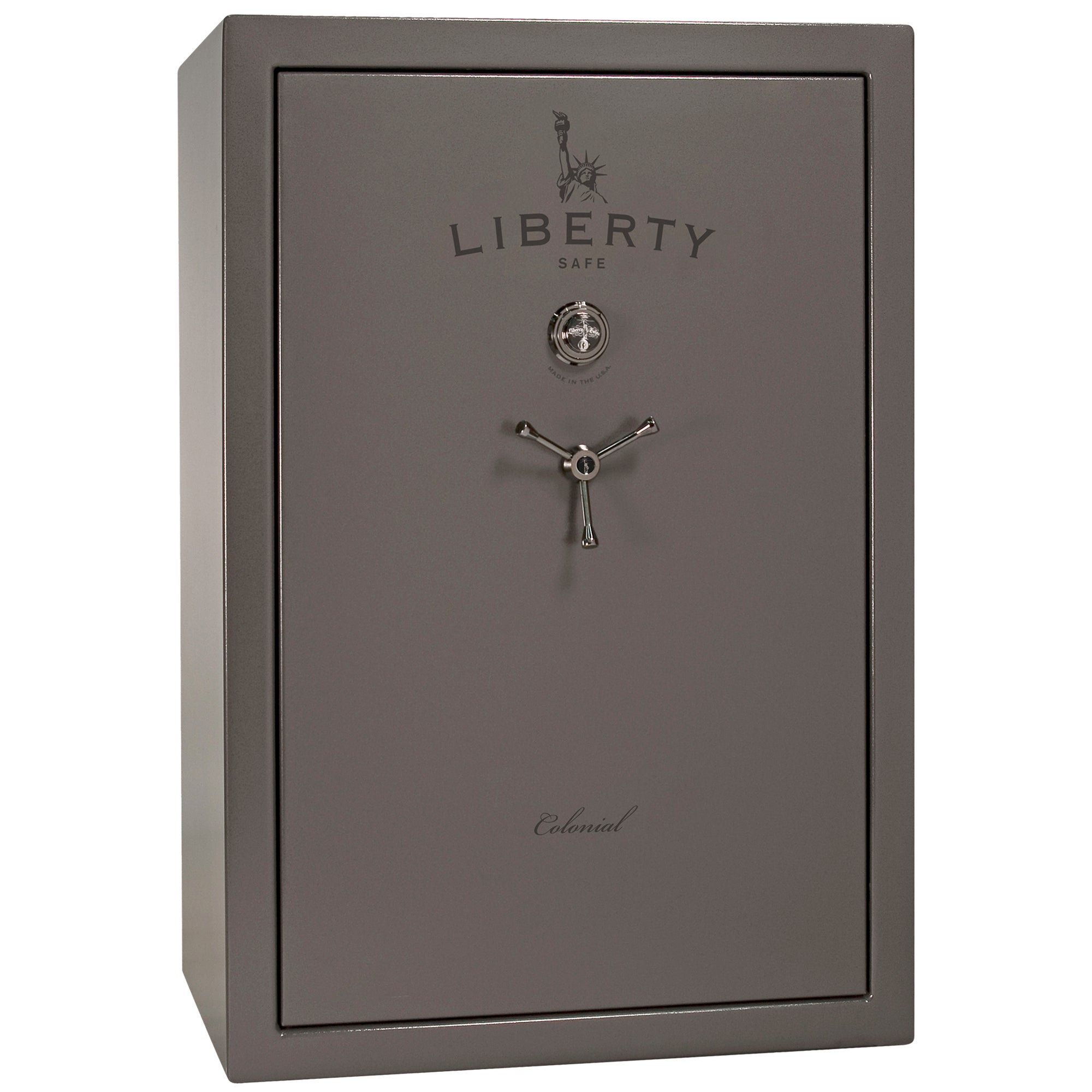 Colonial 35 | Pro Flex Interior | Level 4 Security | 75 Minute Fire Protection | Dimensions: 60.5"(H) x 42"(W) x 22"(D) | Up to 45 Long Guns | Gray Gloss | Mechanical Lock - Closed