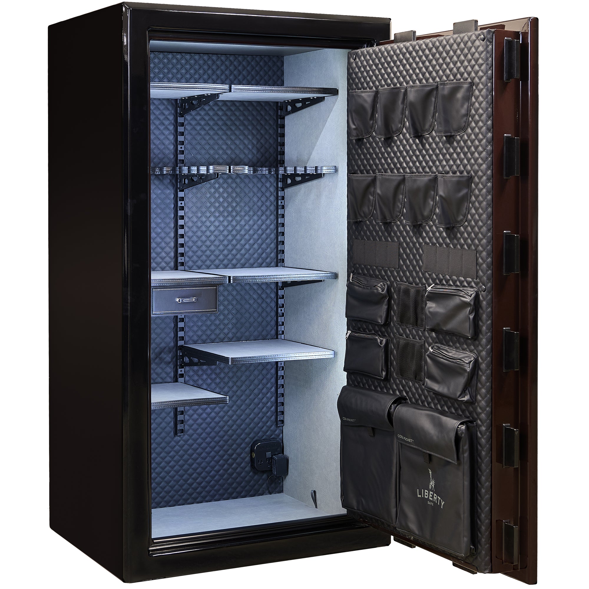 Presidential Series | Level 10 Security | 2.5 Hours Fire Protection | 40 | Dimensions: 66”(H) x 36”(W) x 27.75"(D*) | Burgundy Gloss | Electronic Lock - Open