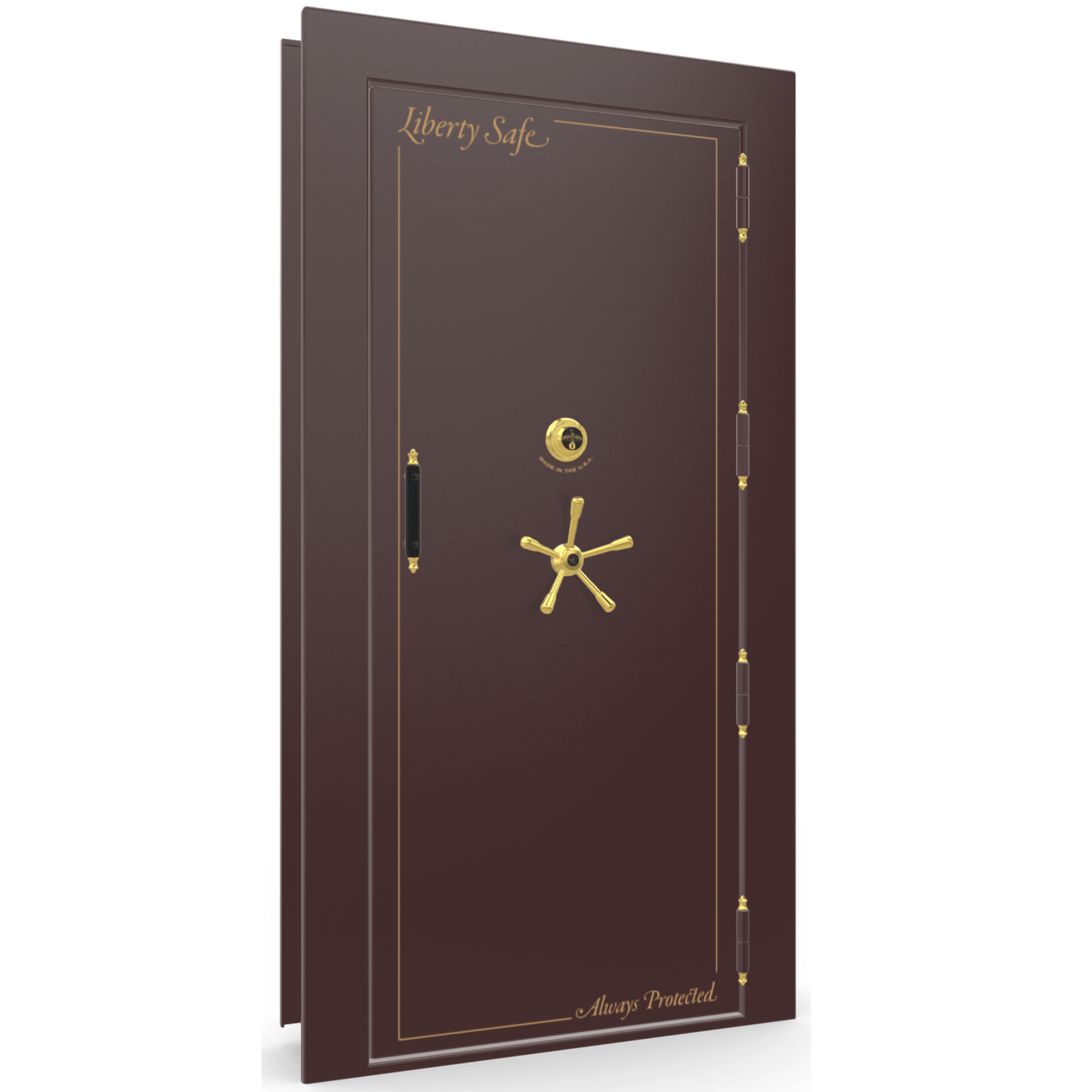 Vault Door Series | Out-Swing | Right  Hinge | Burgundy Marble | Mechanical Lock - closed