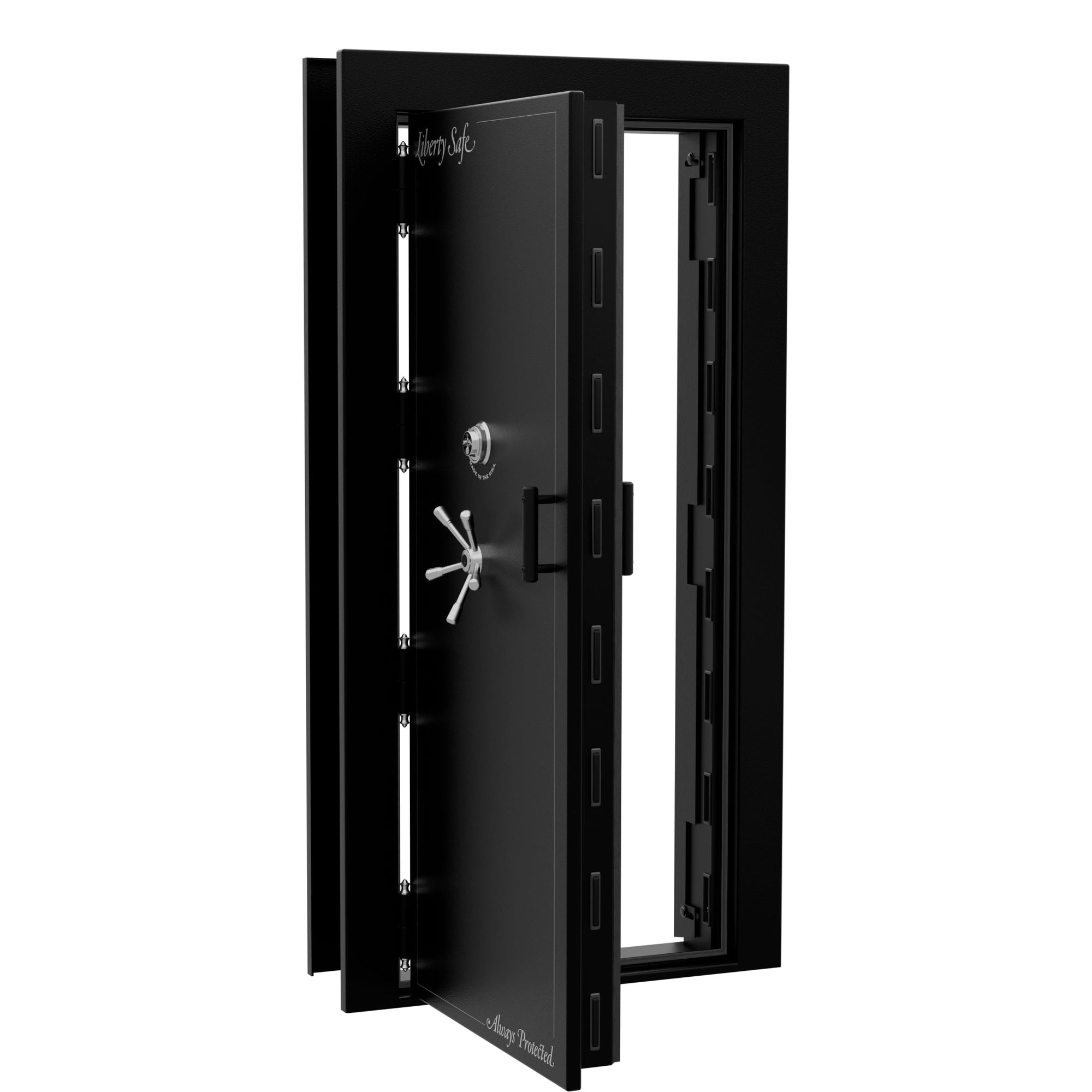 Vault Door Series | Out-Swing | Left  Hinge | Black Textured | Mechanical Lock - open