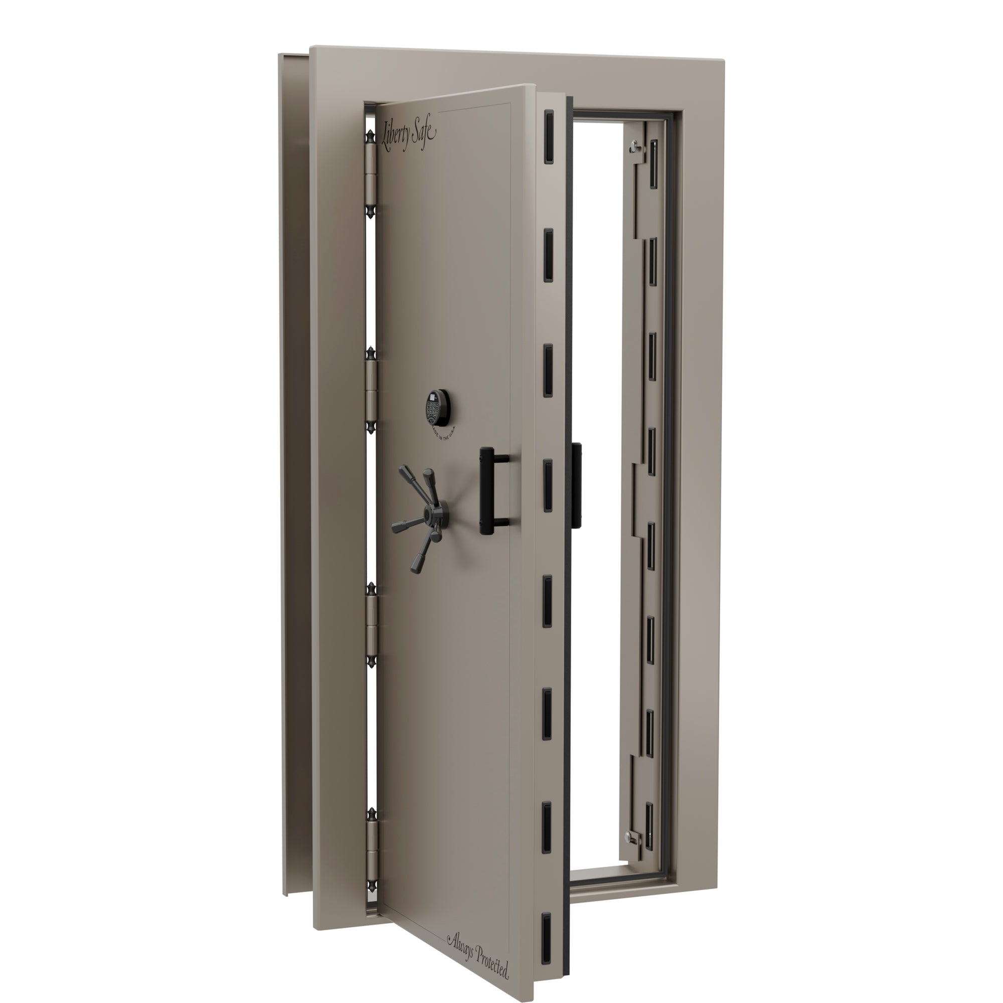 Vault Door Series | Out-Swing | Left  Hinge | Champagne Gloss | Electronic Lock - open
